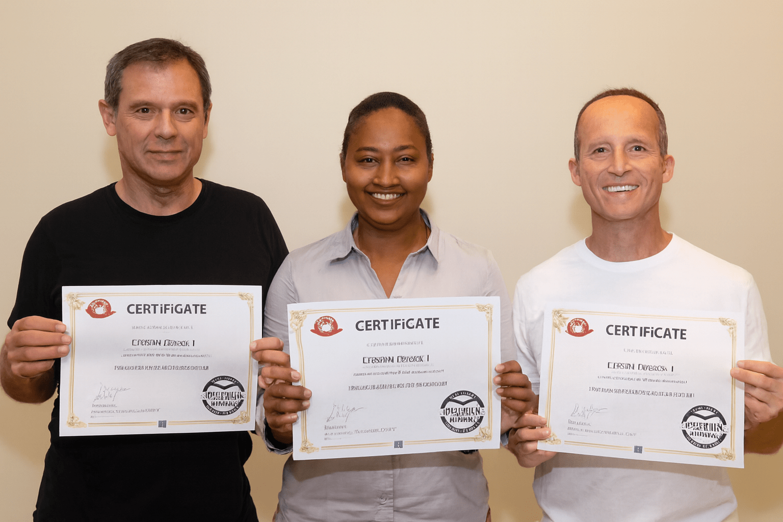 Three people standing